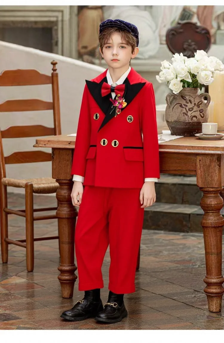 Boys Red Suit Set For Wedding Children's Jacket Pants Bowtie 3Pieces Formal Photograph Suit Kids 1 Year Birthday Costume Dress
Boys Red Suit Set For Wedding Children's Jacket Pants Bowtie 3Pieces Formal Photograph Suit Kids 1 Year Birthday Costume Dress