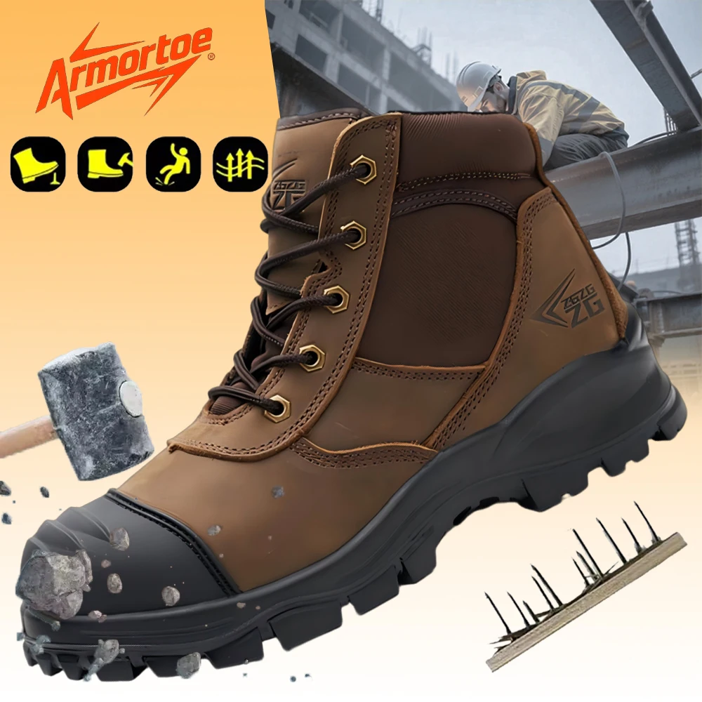 ArmorToe EN ISO 20345:2021 Crazy Horse Leather Safety Boots Mid Cut Steel Toe Puncture Proof Lace-Up Industrial Brown #Armor3016
ArmorToe EN ISO 20345:2021 Crazy Horse Leather Safety Boots Mid Cut Steel Toe Puncture Proof Lace-Up Industrial Brown #Armor3016