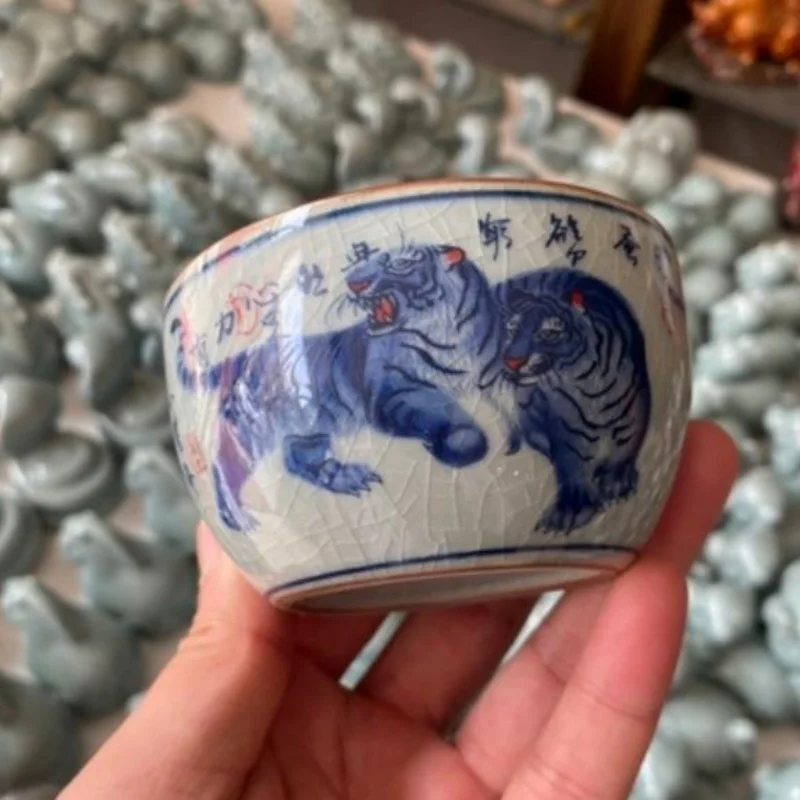 3.4"Chinese Jingdezhen Blue White Porcelain Old Clay 160ML Animal Five Tiger Cup
3.4"Chinese Jingdezhen Blue White Porcelain Old Clay 160ML Animal Five Tiger Cup