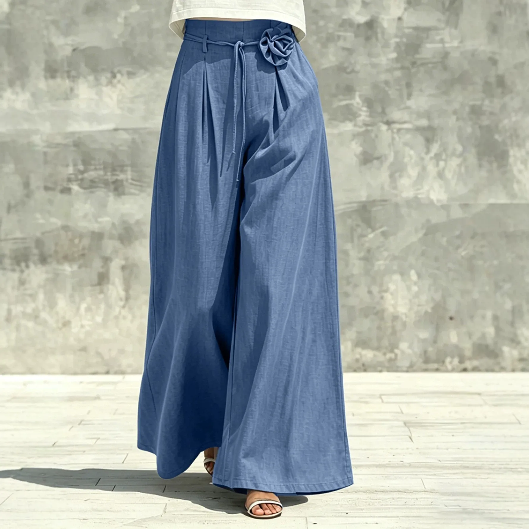 Summer Women Pants High Waist Loose Fit Trousers Pleated Drawstring Waist Wide Leg Pants Cropped Top Linen Look Fabric Pants
Summer Women Pants High Waist Loose Fit Trousers Pleated Drawstring Waist Wide Leg Pants Cropped Top Linen Look Fabric Pants