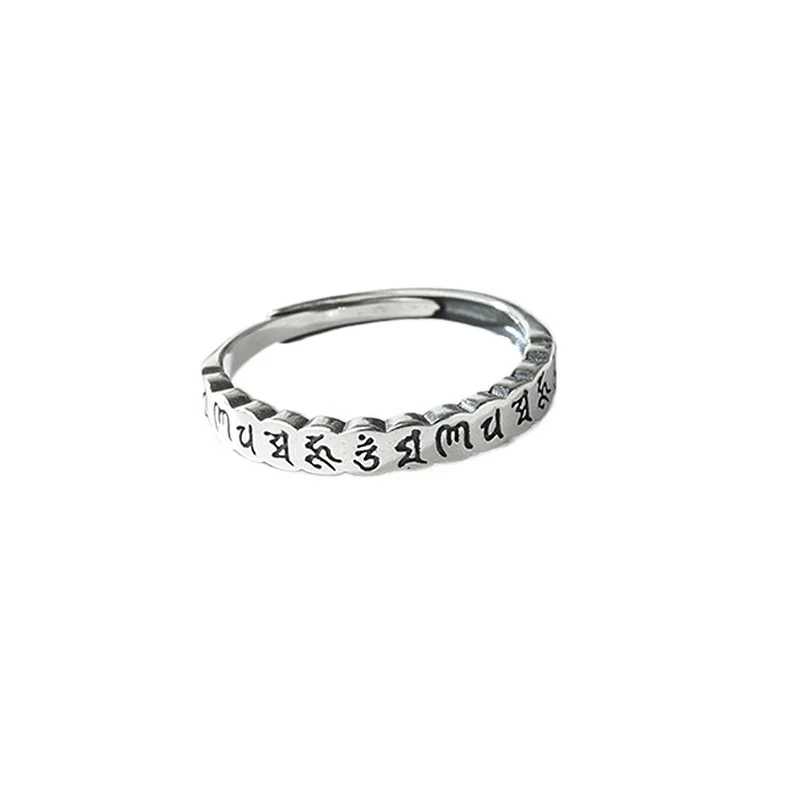Thai Silver Women Vintage Band 925 Sterling Silver Engagement Wedding Ring Lucky Om Mani Padme Hum Adjustable
Thai Silver Women Vintage Band 925 Sterling Silver Engagement Wedding Ring Lucky Om Mani Padme Hum Adjustable