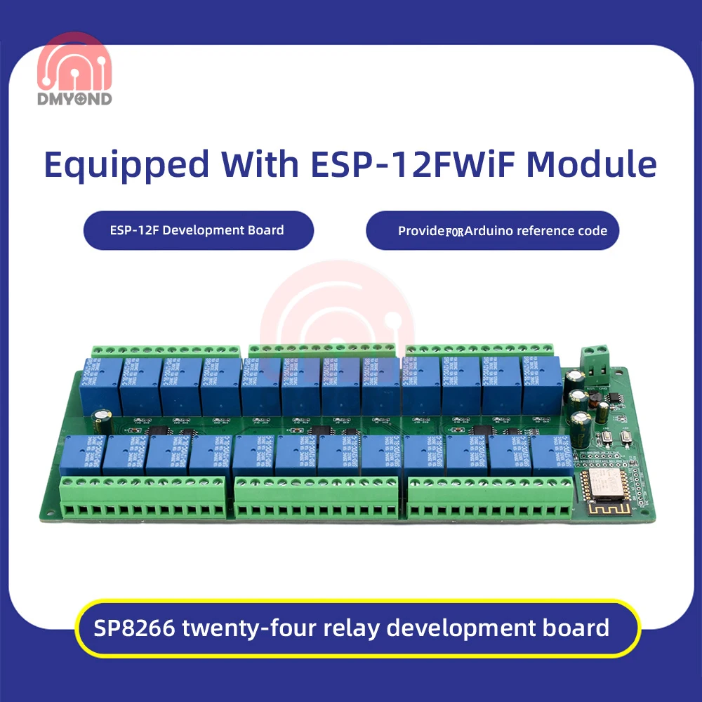 ESP8266 WIFI 24-канальный релейный модуль ESP-12F релейная макетная плата питания 5 В/12 В/24 В/10 А для беспроводного управления умным домом
ESP8266 WIFI 24-канальный релейный модуль ESP-12F релейная макетная плата питания 5 В/12 В/24 В/10 А для беспроводного управления умным домом