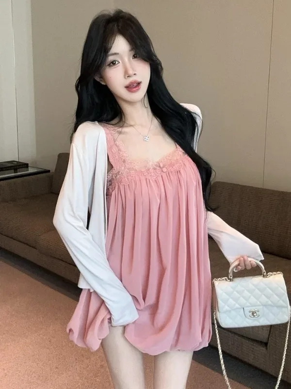 Korean Style Sweet Soft Women's Long Sleeve Open Cardigan Outerwear with Bouffant Skirt Set Casual Commute Straight Cut Size
Korean Style Sweet Soft Women's Long Sleeve Open Cardigan Outerwear with Bouffant Skirt Set Casual Commute Straight Cut Size
