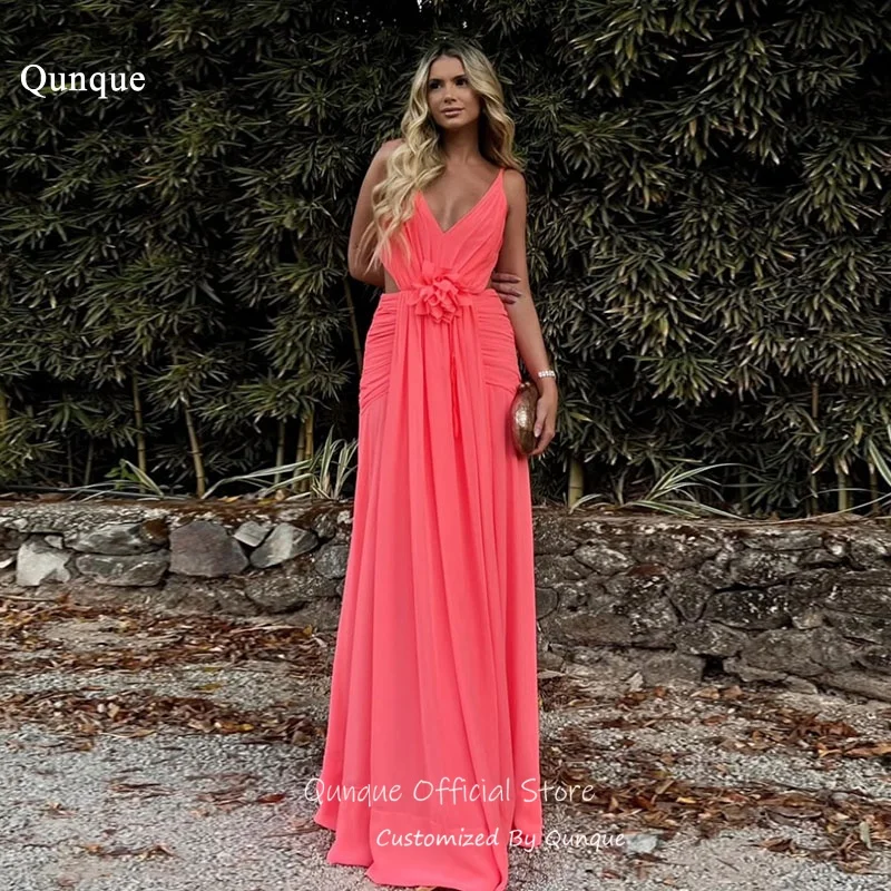 Qunque Graceful A Line Evening Dress Cutout Chiffon Vestidos De Fiesta Elegantes Coral Pink Birthday Dress For Women Customized
Qunque Graceful A Line Evening Dress Cutout Chiffon Vestidos De Fiesta Elegantes Coral Pink Birthday Dress For Women Customized