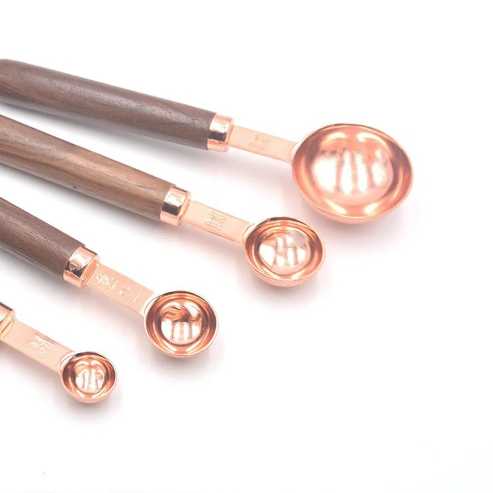 4Pcs High Quality Stainless Steel Measuring Spoons Walnut Handle for Baking and Cooking Rose Gold Measuring Spoon
4Pcs High Quality Stainless Steel Measuring Spoons Walnut Handle for Baking and Cooking Rose Gold Measuring Spoon