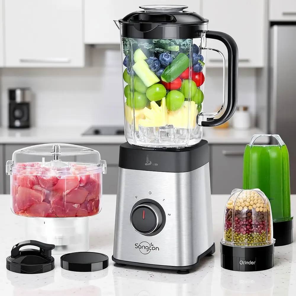 5 in 1 Blender, 40 oz Jar & 17oz Cup, Stainless Steel Silver
5 in 1 Blender, 40 oz Jar & 17oz Cup, Stainless Steel Silver