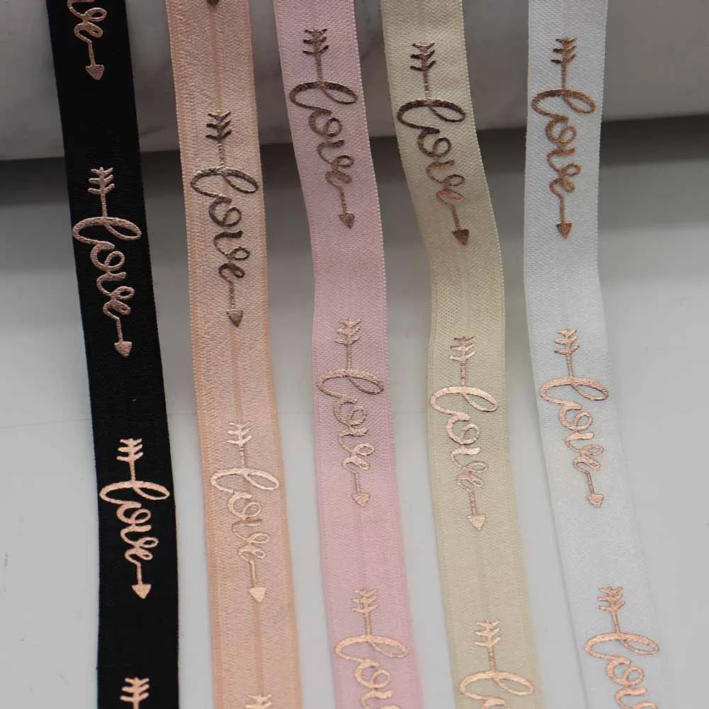 5/8" 15mm Rose Gold Arrow LOVE Printed Fold Over Elastic FOE Ribbon For Valentine's Day Decoration DIY Hair Tie Hair Accessories
5/8" 15mm Rose Gold Arrow LOVE Printed Fold Over Elastic FOE Ribbon For Valentine's Day Decoration DIY Hair Tie Hair Accessories