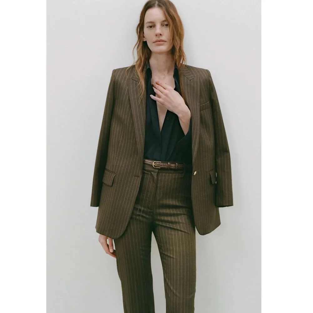 Women's Striped Two-piece Suit Two Pieces Formal Woman Single-button Design Women's Winter Set Casual Fashion Suit Sets New
Women's Striped Two-piece Suit Two Pieces Formal Woman Single-button Design Women's Winter Set Casual Fashion Suit Sets New