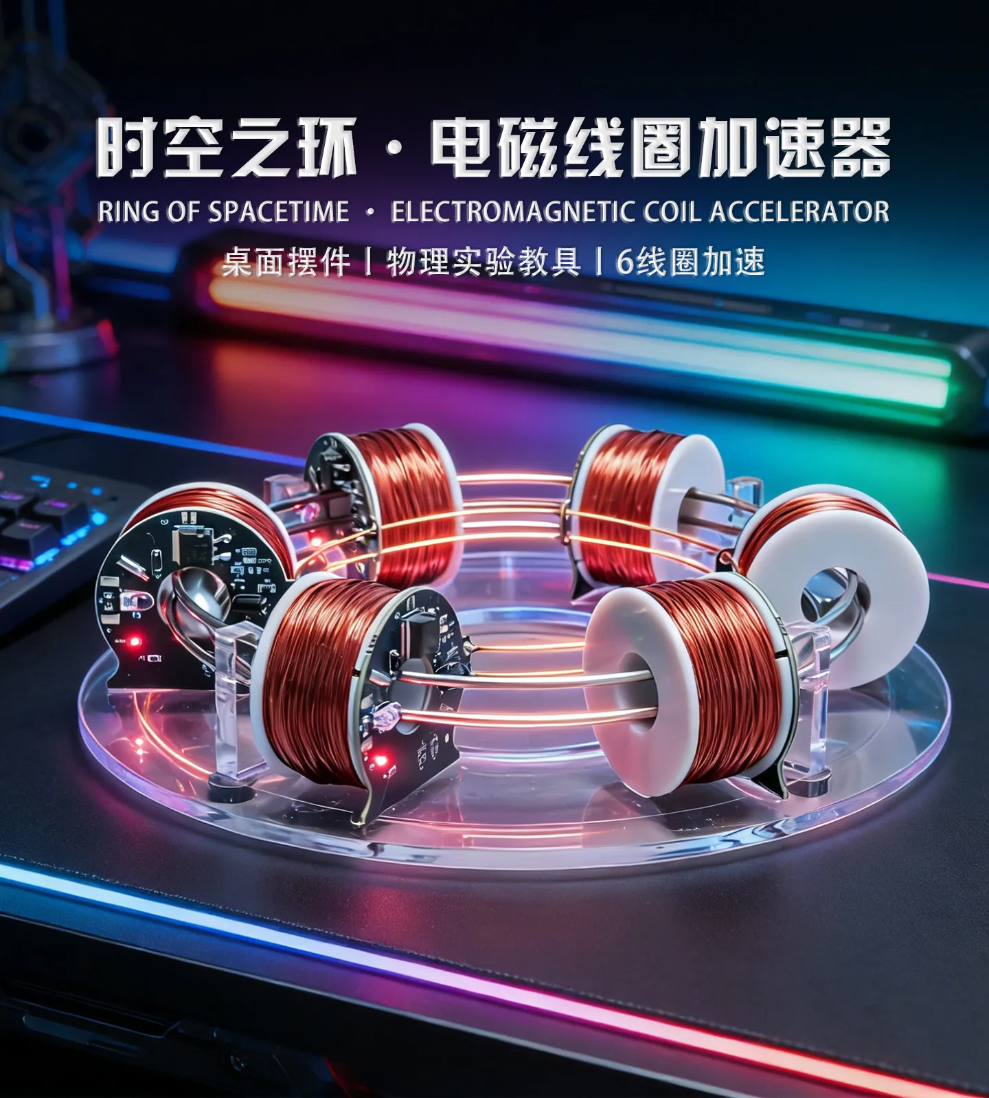 Ring of time and space electromagnetic coil accelerator 6 sets of coils perpetual motion machine model magnetic ornament gift
Ring of time and space electromagnetic coil accelerator 6 sets of coils perpetual motion machine model magnetic ornament gift