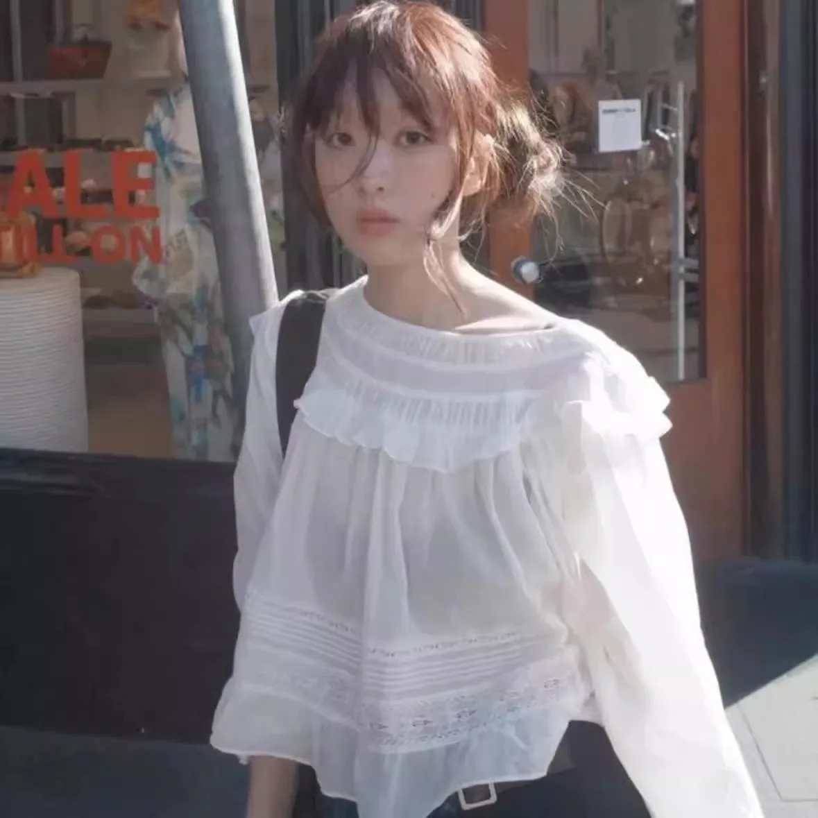 Sweet Fleta irt with Wood ain And Bubble Sves Korean Sle Loose Fit Cotton Women's Lace irt/Chiffon Top
Sweet Fleta irt with Wood ain And Bubble Sves Korean Sle Loose Fit Cotton Women's Lace irt/Chiffon Top