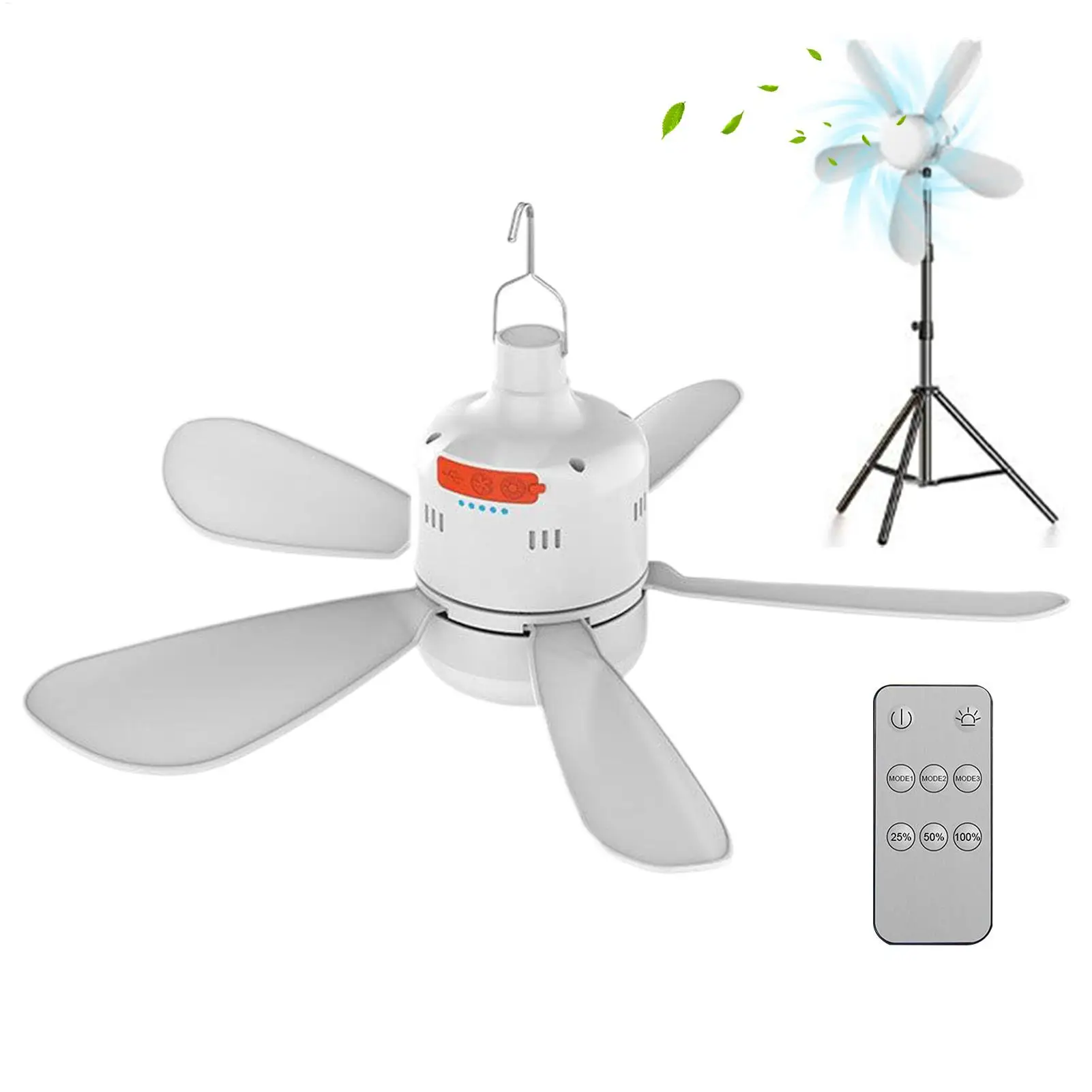 Camping Ceiling Fan with Remote Control and LED Light 3000mAh Adjustable Speed Electric Fan Outdoor Tent Air Circulator Cooler
Camping Ceiling Fan with Remote Control and LED Light 3000mAh Adjustable Speed Electric Fan Outdoor Tent Air Circulator Cooler