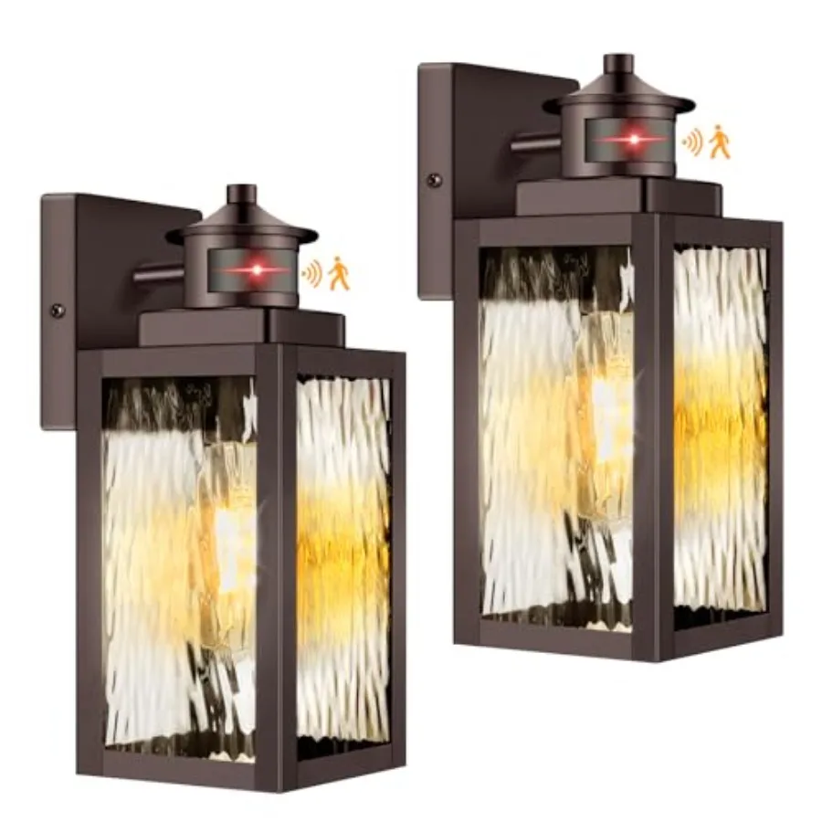 2-Pack Motion Sensor Outdoor Wall Lights, Dusk to Dawn Porch Lights Outdoor Sconces with Water Ripple Glass, Exterior Lighting
2-Pack Motion Sensor Outdoor Wall Lights, Dusk to Dawn Porch Lights Outdoor Sconces with Water Ripple Glass, Exterior Lighting