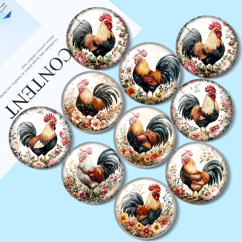 Floral Rooster Clipart 10pcs 12mm/18mm/20mm/25mm Round Photo glass cabochon demo flat back Making findings
Floral Rooster Clipart 10pcs 12mm/18mm/20mm/25mm Round Photo glass cabochon demo flat back Making findings