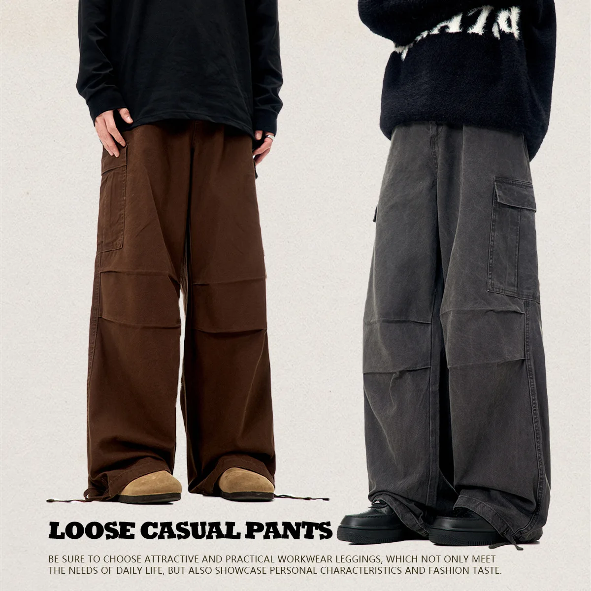 American Sle Work Pants Men's New Retro Dstring Pleated Design Loose Straight Leg Wide Leg Pants Women's Casual Trousers
American Sle Work Pants Men's New Retro Dstring Pleated Design Loose Straight Leg Wide Leg Pants Women's Casual Trousers