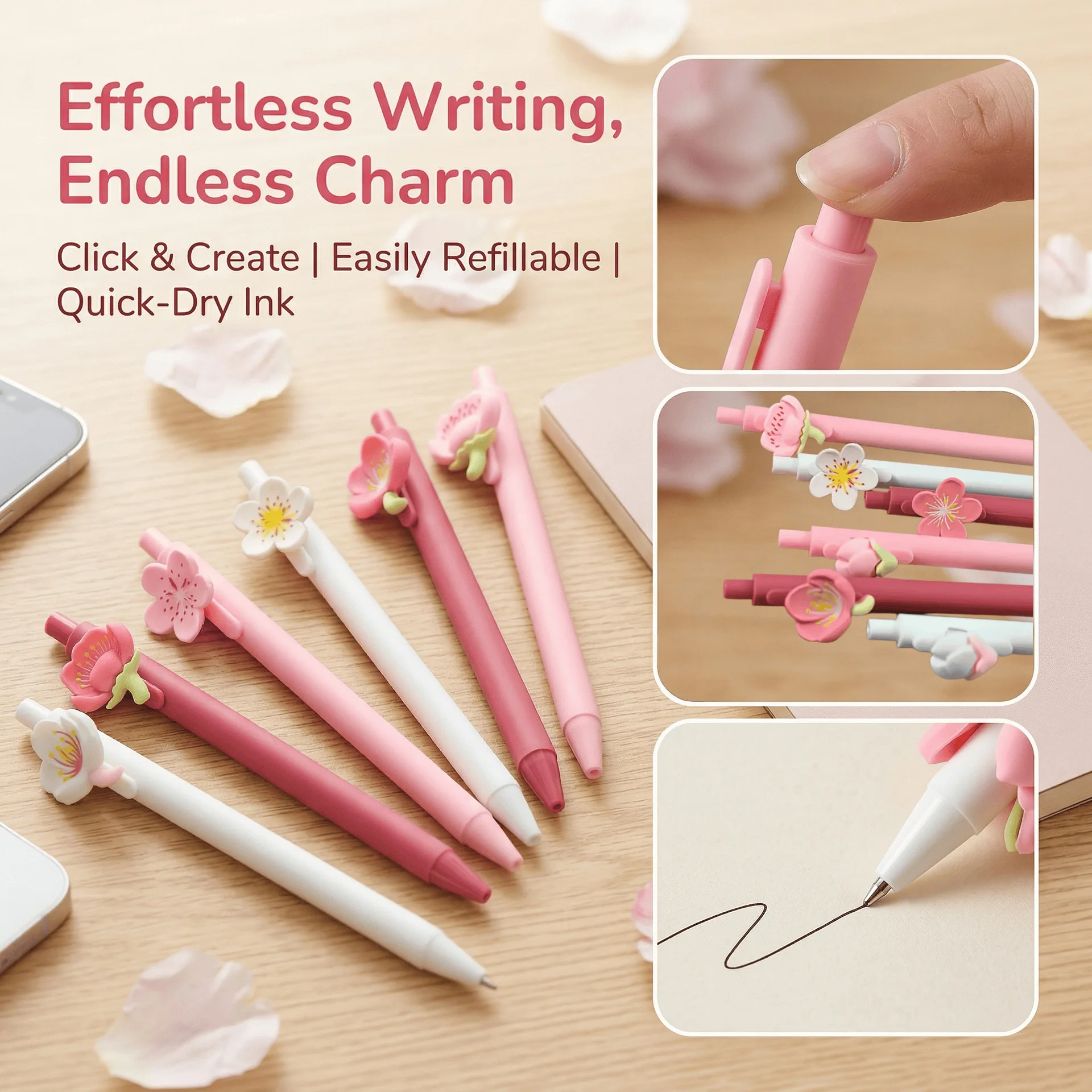 Spring Cherry Blossom Sticker Press Pen, Smooth Quick-Drying Large-Capacity Refill, Cute Ins-Style Office Writing Gel Pen
Spring Cherry Blossom Sticker Press Pen, Smooth Quick-Drying Large-Capacity Refill, Cute Ins-Style Office Writing Gel Pen