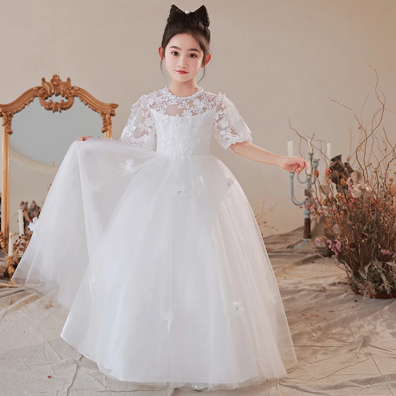 Girls White Round Neck Top Three-Dimensional Flower Princess Sleeve Wedding Dress Junior Bridesmaid Dress Prom Party/Custom
Girls White Round Neck Top Three-Dimensional Flower Princess Sleeve Wedding Dress Junior Bridesmaid Dress Prom Party/Custom