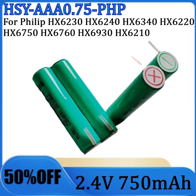 For Philip HX6230 HX6240 HX6340 HX6220 HX6750 HX6760 HX6930 HX6210 Toothbrush Battery New 2.4V 750mAh HSY-AAA0.75-PHP Battery
For Philip HX6230 HX6240 HX6340 HX6220 HX6750 HX6760 HX6930 HX6210 Toothbrush Battery New 2.4V 750mAh HSY-AAA0.75-PHP Battery