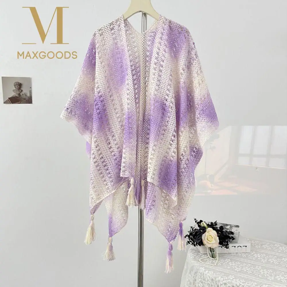 Trendy Tie Dye Knitted Hollow Out Shawl Ethnic Style Versatile Cardigan Tassel Shawl Bohemian Knitting Wraps Cape
Trendy Tie Dye Knitted Hollow Out Shawl Ethnic Style Versatile Cardigan Tassel Shawl Bohemian Knitting Wraps Cape