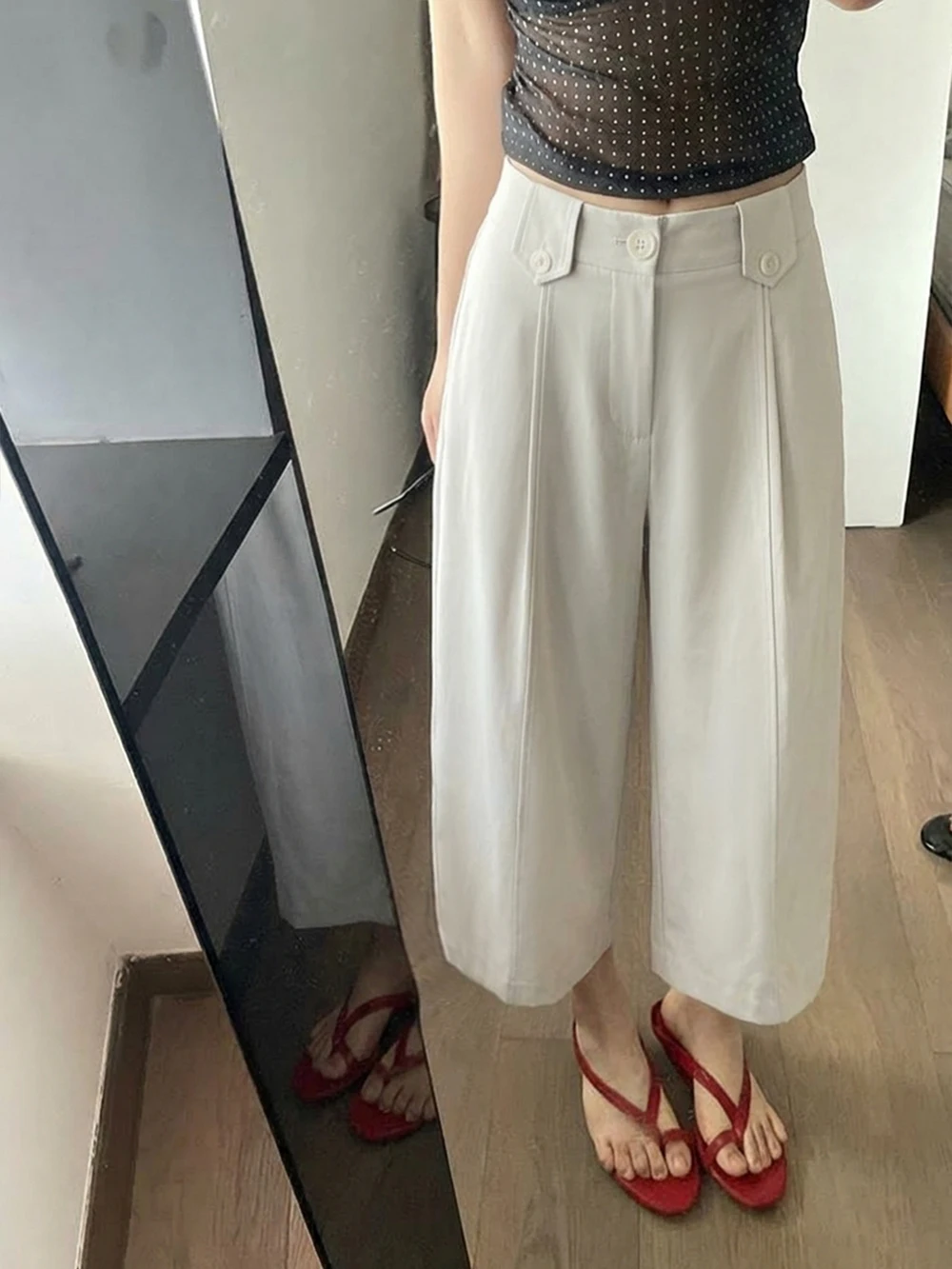Elegant Pure Color High Waist Straight Leg Casual Pants Women's Summer Fashionable Nine Point Wide Leg Pants Casual Trousers
Elegant Pure Color High Waist Straight Leg Casual Pants Women's Summer Fashionable Nine Point Wide Leg Pants Casual Trousers