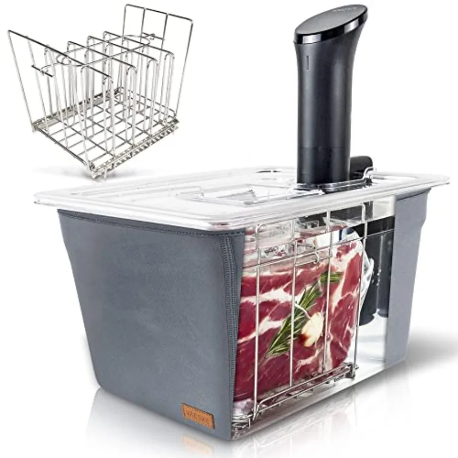Insulated Sous Vide Container with Lid and Rack Neoprene Retains Heat and Protects Countertops Works with Most Sous Vide Cooker
Insulated Sous Vide Container with Lid and Rack Neoprene Retains Heat and Protects Countertops Works with Most Sous Vide Cooker