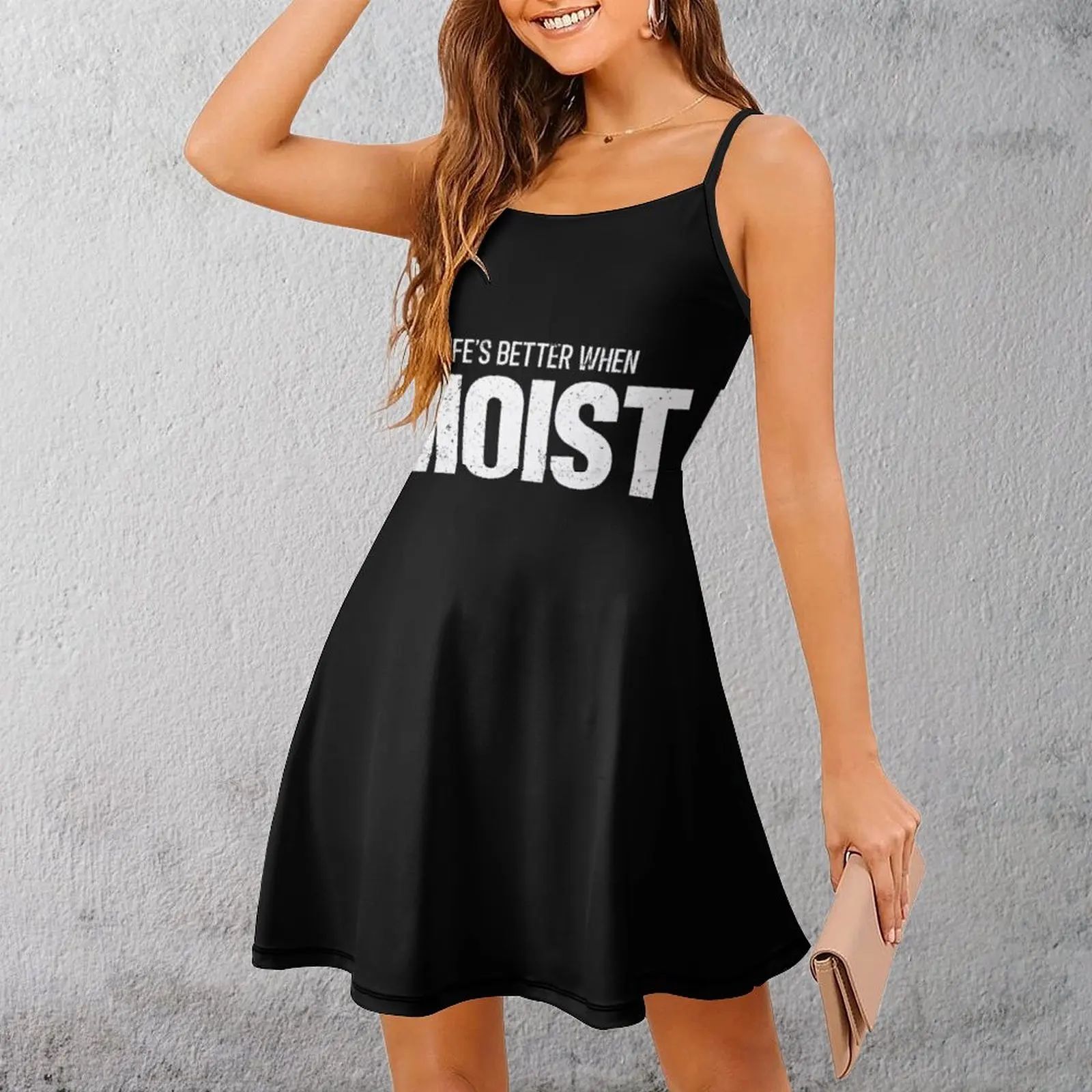 Moist Life Better Graphic Tee Women's Sling Dress Graphic Dresses Unique Exotic Woman's Dress Clubs
Moist Life Better Graphic Tee Women's Sling Dress Graphic Dresses Unique Exotic Woman's Dress Clubs