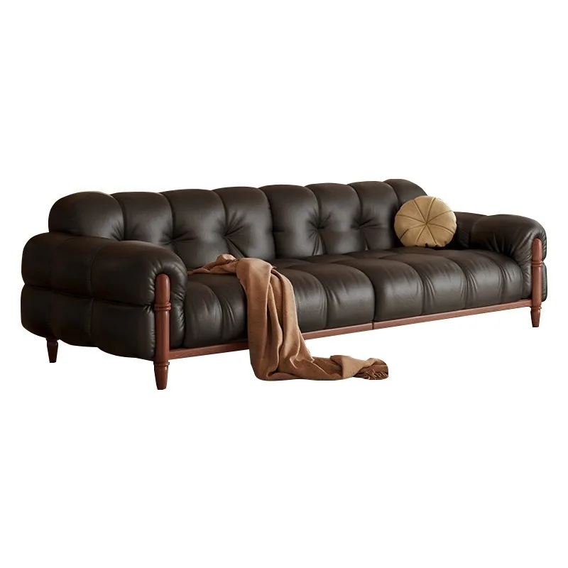 Black retro style small apartment living room straight row first layer cowhide leather sofa
Black retro style small apartment living room straight row first layer cowhide leather sofa