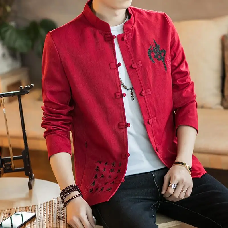 Chinese Sle Embroidered Jaet for Men Youth Collar Stand up Button Plaet Cotton Thiened Autumn Outerwear Coat
Chinese Sle Embroidered Jaet for Men Youth Collar Stand up Button Plaet Cotton Thiened Autumn Outerwear Coat