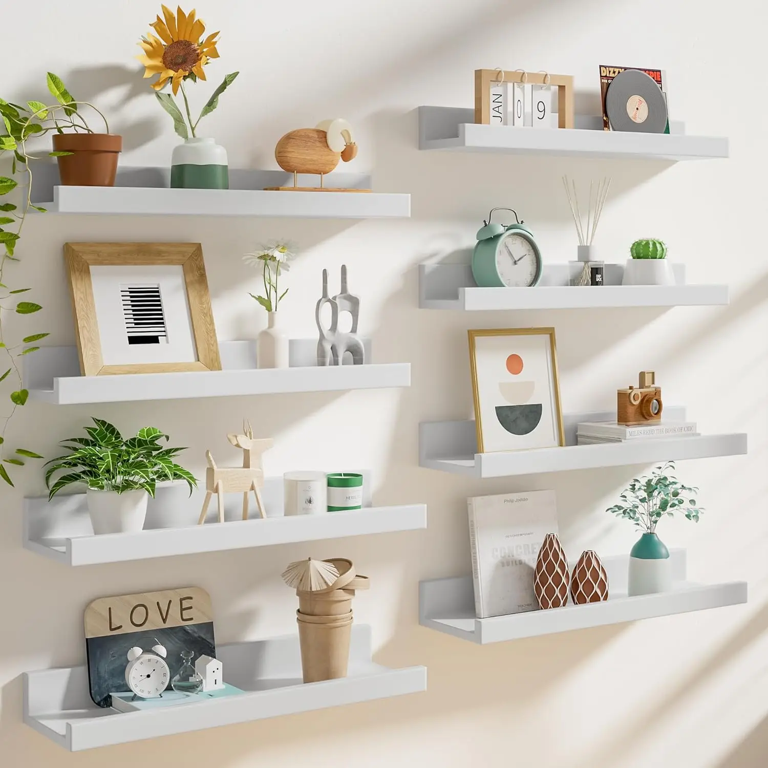 24 inch Picture Ledge Shelf Set of 8,Long Floating Shelves for Wall,White Picture Shelf with Lip for Wall Decor,Living
24 inch Picture Ledge Shelf Set of 8,Long Floating Shelves for Wall,White Picture Shelf with Lip for Wall Decor,Living