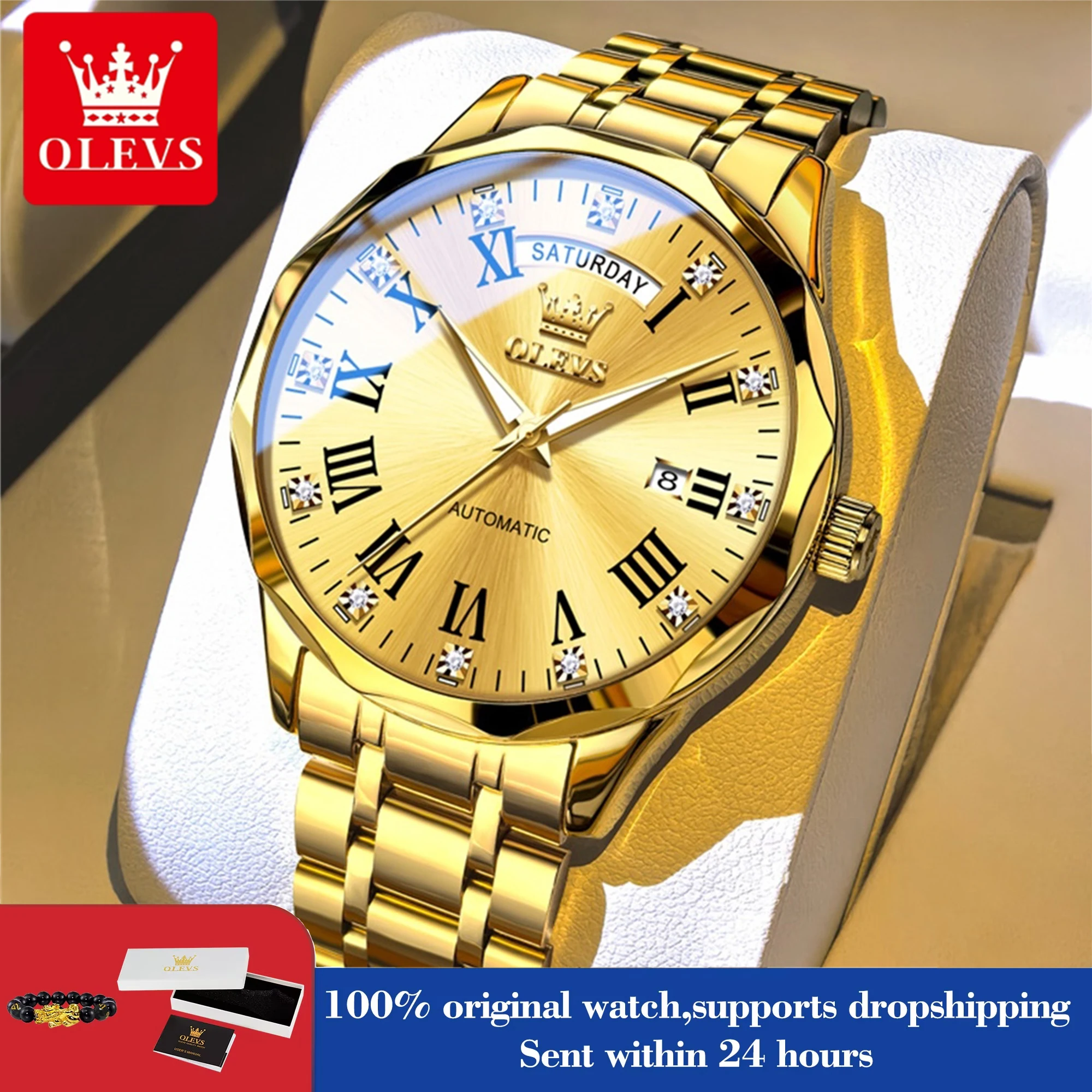 OLEVS 6780 Luxury Business Men's Automatic Mechanical Watch Roman Numerals Dual Calendar Watches Waterproof Stainless Steel
OLEVS 6780 Luxury Business Men's Automatic Mechanical Watch Roman Numerals Dual Calendar Watches Waterproof Stainless Steel