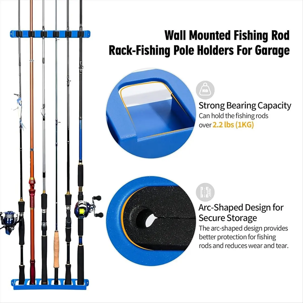 (ABHW) Vertical Fishing Rod Holders for Garage, Fishing Rod Holder, Wall Mounted Fishing Rod/Pole Rack,Holds Up to 6 Rods Blue
(ABHW) Vertical Fishing Rod Holders for Garage, Fishing Rod Holder, Wall Mounted Fishing Rod/Pole Rack,Holds Up to 6 Rods Blue
