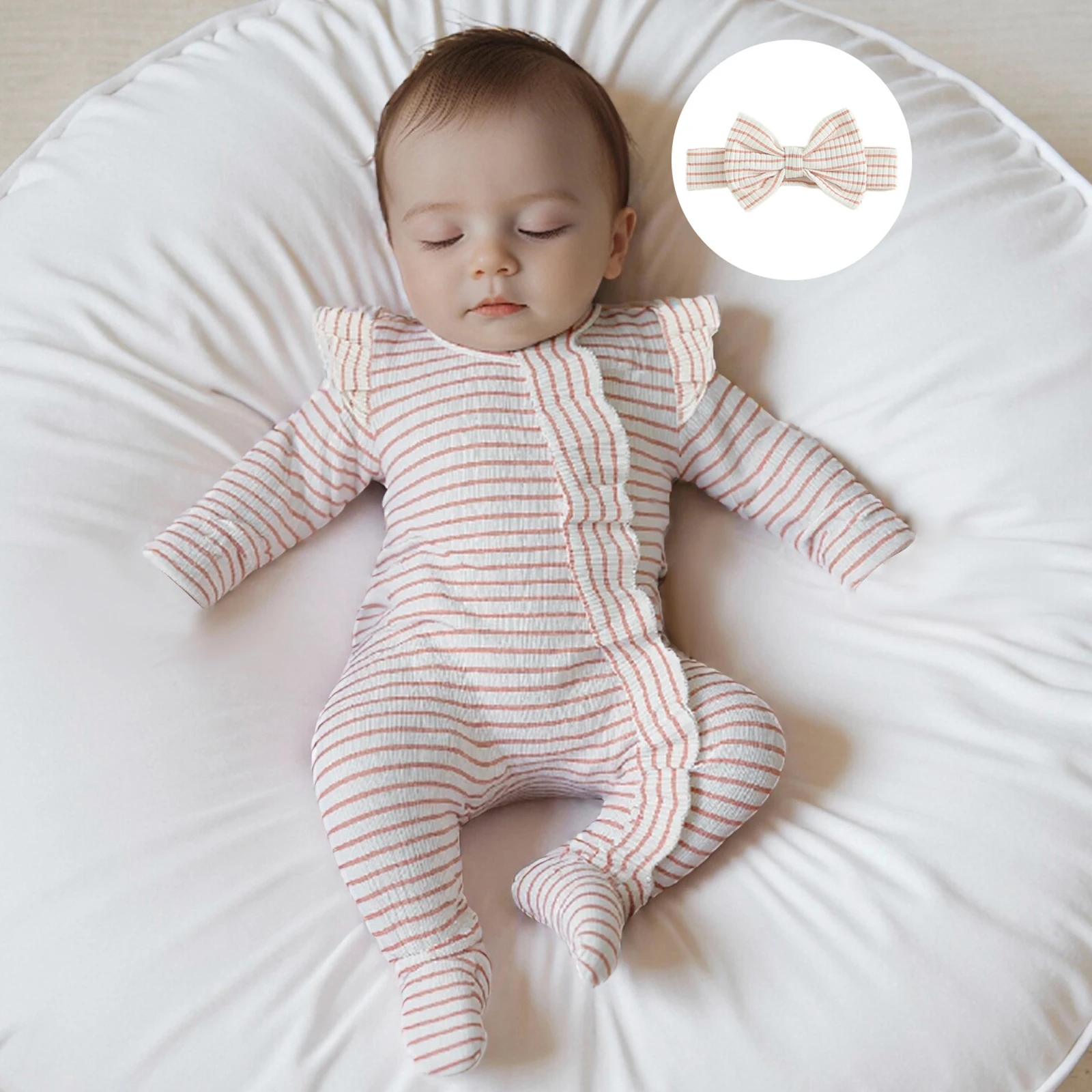 Baby Clothing Girl 2Pcs Fall Outfits Long Sleeve Round Neck Stripes Print Jumpsuit with Headband Set
Baby Clothing Girl 2Pcs Fall Outfits Long Sleeve Round Neck Stripes Print Jumpsuit with Headband Set