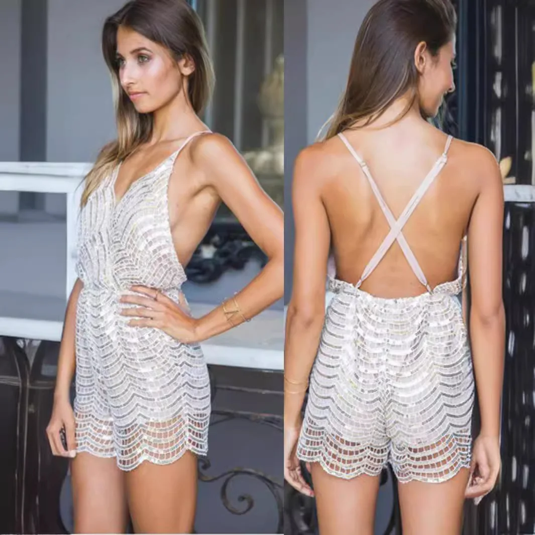 AliExpress eBay Amazon Sexy V-Neck Suspender Halter Silver Sequined Jumpsuit Shorts Wholesale Summer
AliExpress eBay Amazon Sexy V-Neck Suspender Halter Silver Sequined Jumpsuit Shorts Wholesale Summer