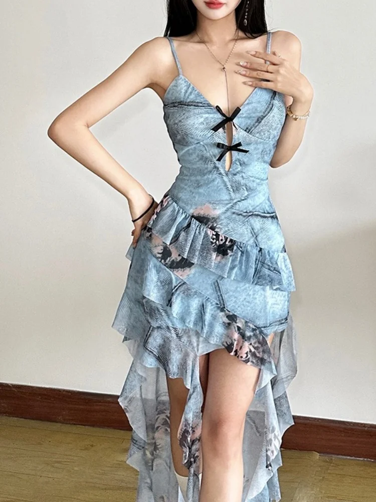 Blue Printing Summer Dress Women Streetwear Spaghetti Strap V-neck Vestido Feminino Tiered Fringes One Piece Y2k Clothes Bow Tie
Blue Printing Summer Dress Women Streetwear Spaghetti Strap V-neck Vestido Feminino Tiered Fringes One Piece Y2k Clothes Bow Tie