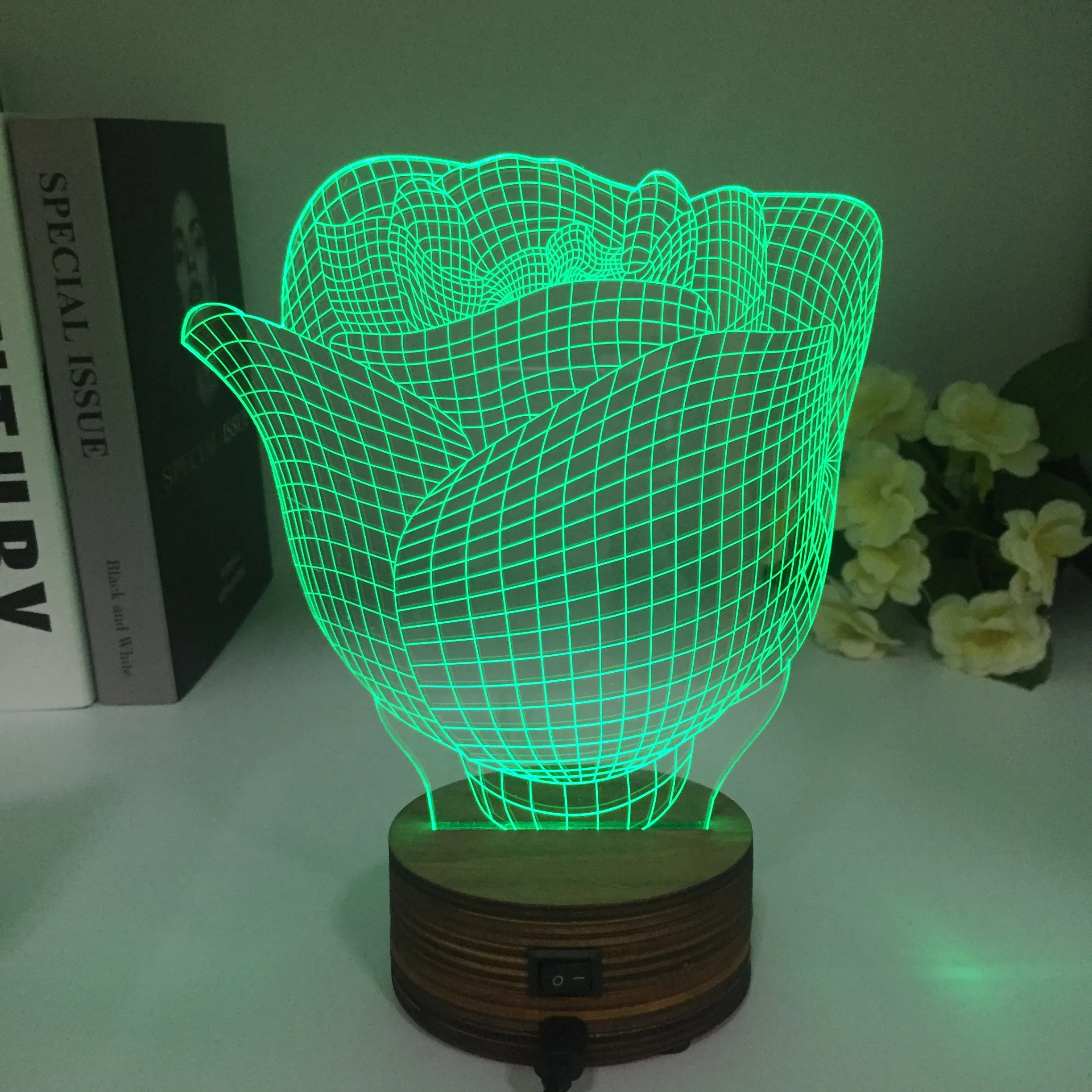 Flower Rose 3D Stereo Vision Lamp Acrylic 7 Color Changing USB Bedroom Bedside Night light Creative Desk lamp Wedding Decoration
Flower Rose 3D Stereo Vision Lamp Acrylic 7 Color Changing USB Bedroom Bedside Night light Creative Desk lamp Wedding Decoration