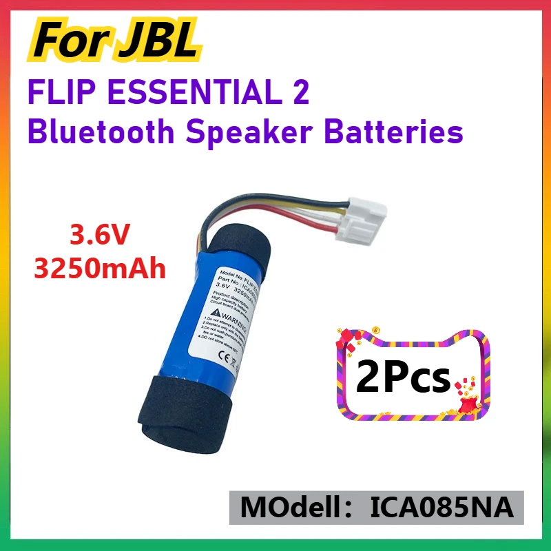 2Pcs 3.6V 3250mAh ICA085NA Rechargeable Speaker Battery For JBL FLIP ESSENTIAL 2 Bluetooth Speaker Batteries
2Pcs 3.6V 3250mAh ICA085NA Rechargeable Speaker Battery For JBL FLIP ESSENTIAL 2 Bluetooth Speaker Batteries