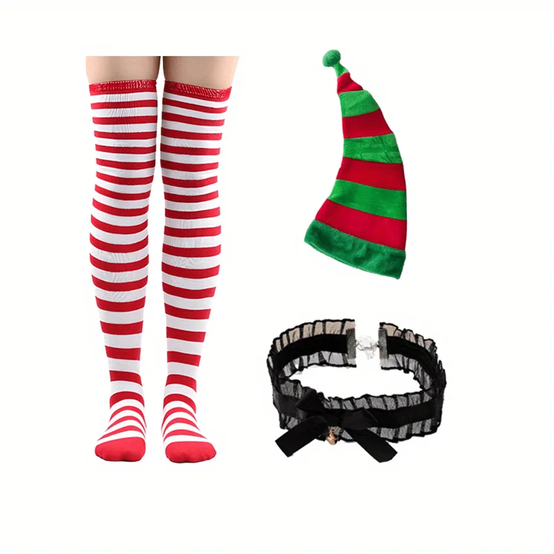 PESENAR Christmas clothing set includes Christmas hat, bell collar and stockings, suitable for Christmas role-playing
PESENAR Christmas clothing set includes Christmas hat, bell collar and stockings, suitable for Christmas role-playing