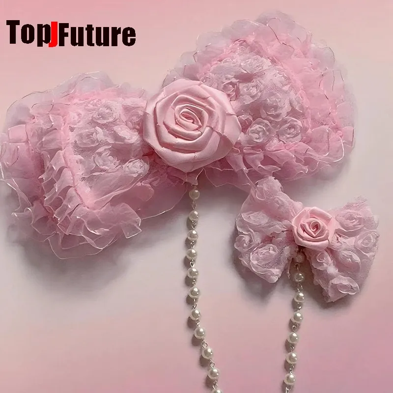 Hime Style Y2K girl Gyaru Pink Rose Bow Side Hair Clip Pearl Chain Cute Subculture Hair Accessory for Party Streetwear
Hime Style Y2K girl Gyaru Pink Rose Bow Side Hair Clip Pearl Chain Cute Subculture Hair Accessory for Party Streetwear
