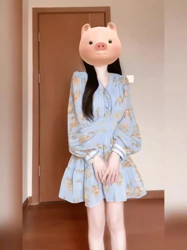 Romantic V-Neck Floral Print Chiffon Shirt Dress Women's Spring Summer Beach Vacation Short Skirt plus Size Korean Style A-Line
Romantic V-Neck Floral Print Chiffon Shirt Dress Women's Spring Summer Beach Vacation Short Skirt plus Size Korean Style A-Line