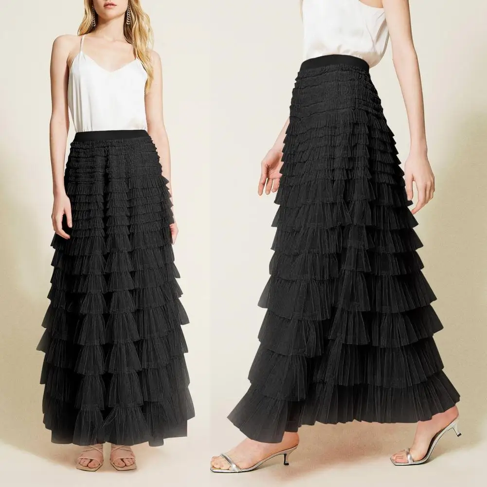 Women High-waisted Long Skirt Elastic Waist Skirt Elegant Women's Multi-layer Mesh Splicing A-line Skirt with High Waist Elastic
Women High-waisted Long Skirt Elastic Waist Skirt Elegant Women's Multi-layer Mesh Splicing A-line Skirt with High Waist Elastic