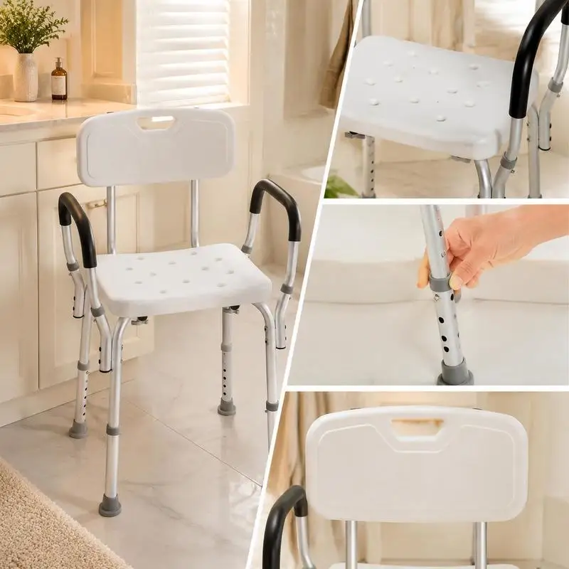 Shower Stool/chair, Height Adjustable From 390-520 Mm, Bathroom Stool/seat with A 158.8 Kg Load Capacity, Stable Shower Stool/shower Aid/bathtub Grab Bar with Aluminum Alloy Frame, White Shower Seat
Shower Stool/chair, Height Adjustable From 390-520 Mm, Bathroom Stool/seat with A 158.8 Kg Load Capacity, Stable Shower Stool/shower Aid/bathtub Grab Bar with Aluminum Alloy Frame, White Shower Seat