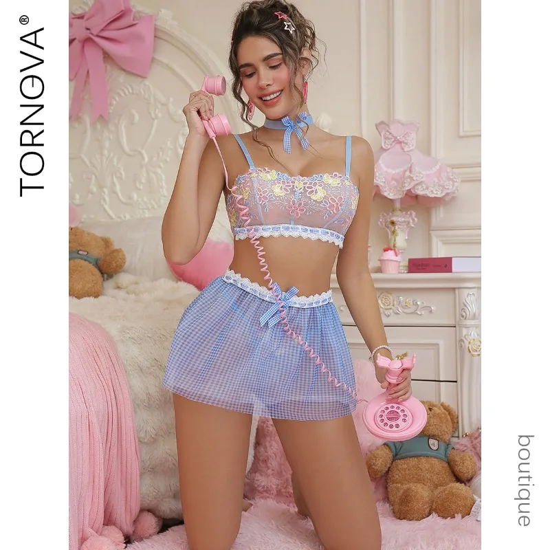 Tornova Erotic Lingerie with Mesh Skirt Fancy Lace Sling Backless See-through Body Shaping Women Cute Pure Desire Underwear Set
Tornova Erotic Lingerie with Mesh Skirt Fancy Lace Sling Backless See-through Body Shaping Women Cute Pure Desire Underwear Set