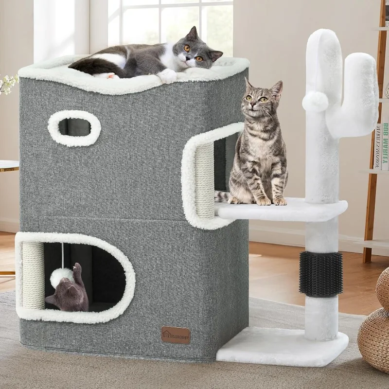 2-Tier Cat House, Cat Beds for Indoor Cats, Small Cat Condo with Highway Cave, Scratch & Itching Post, Clmibing Stand
2-Tier Cat House, Cat Beds for Indoor Cats, Small Cat Condo with Highway Cave, Scratch & Itching Post, Clmibing Stand