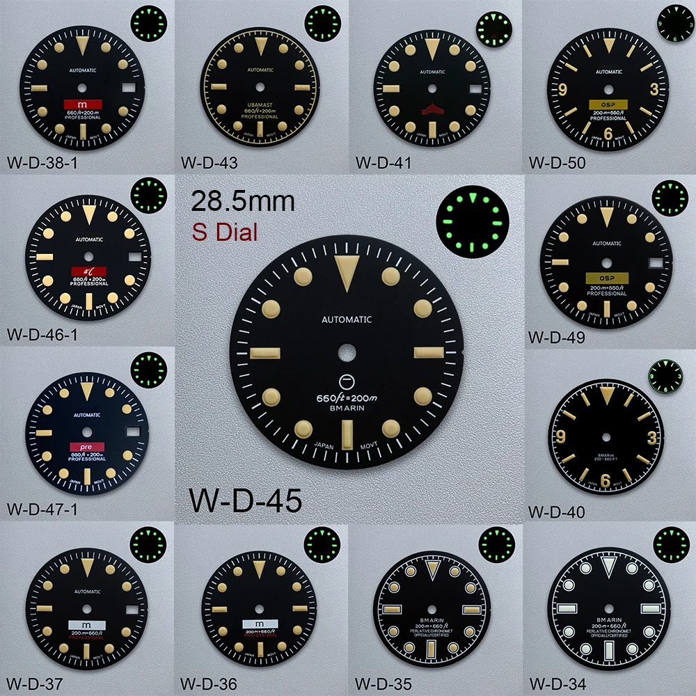 28.5mm S Logo Retro SUB Dial Suitable for NH35/NH36/7S/4R Movement Green Luminous High-Quality Watch Modification Accessories
28.5mm S Logo Retro SUB Dial Suitable for NH35/NH36/7S/4R Movement Green Luminous High-Quality Watch Modification Accessories