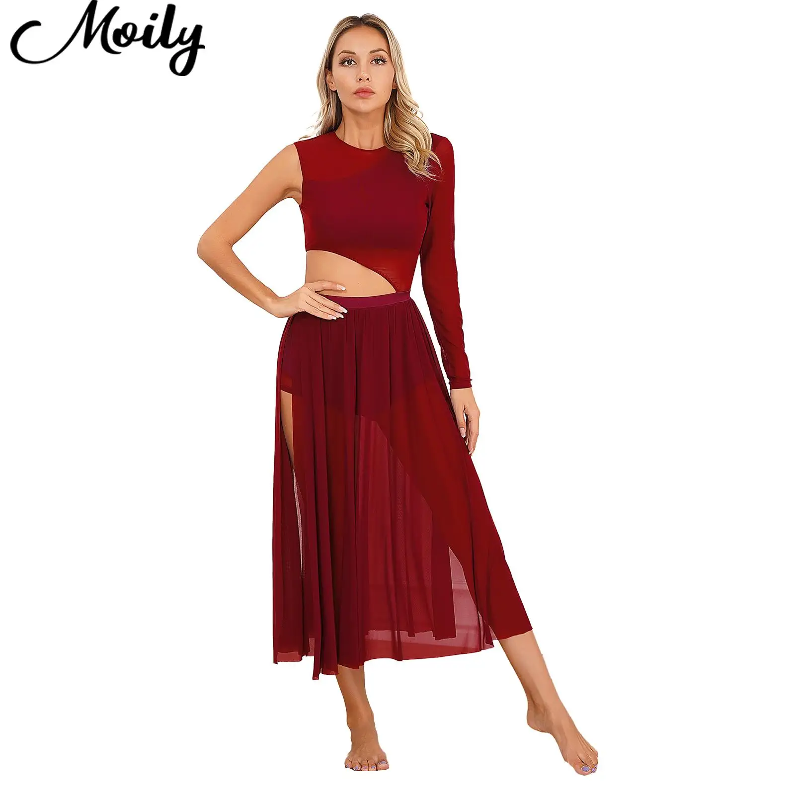 Women's Contemporary Lyrical Dance Dress Ballet Skating Gymnastics Performance Costume Side Split Sheer Mesh Dresses Dancewear
Women's Contemporary Lyrical Dance Dress Ballet Skating Gymnastics Performance Costume Side Split Sheer Mesh Dresses Dancewear