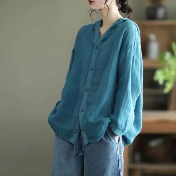 2025 Chinese Style Retro Linen Hooded Jacket Women Spring Autumn Long Sleeved Cotton and Linen Cardigan Tops
2025 Chinese Style Retro Linen Hooded Jacket Women Spring Autumn Long Sleeved Cotton and Linen Cardigan Tops