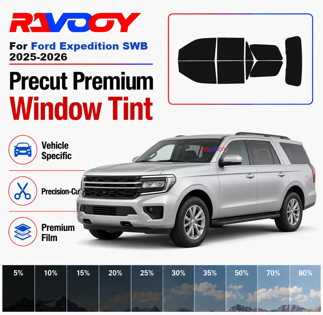 Premium Precut Window Tint Kit Front Rear Windows Rear Windshield For Ford Expedition SWB 2025-2026 Car Solar Nano Ceramic Film
Premium Precut Window Tint Kit Front Rear Windows Rear Windshield For Ford Expedition SWB 2025-2026 Car Solar Nano Ceramic Film