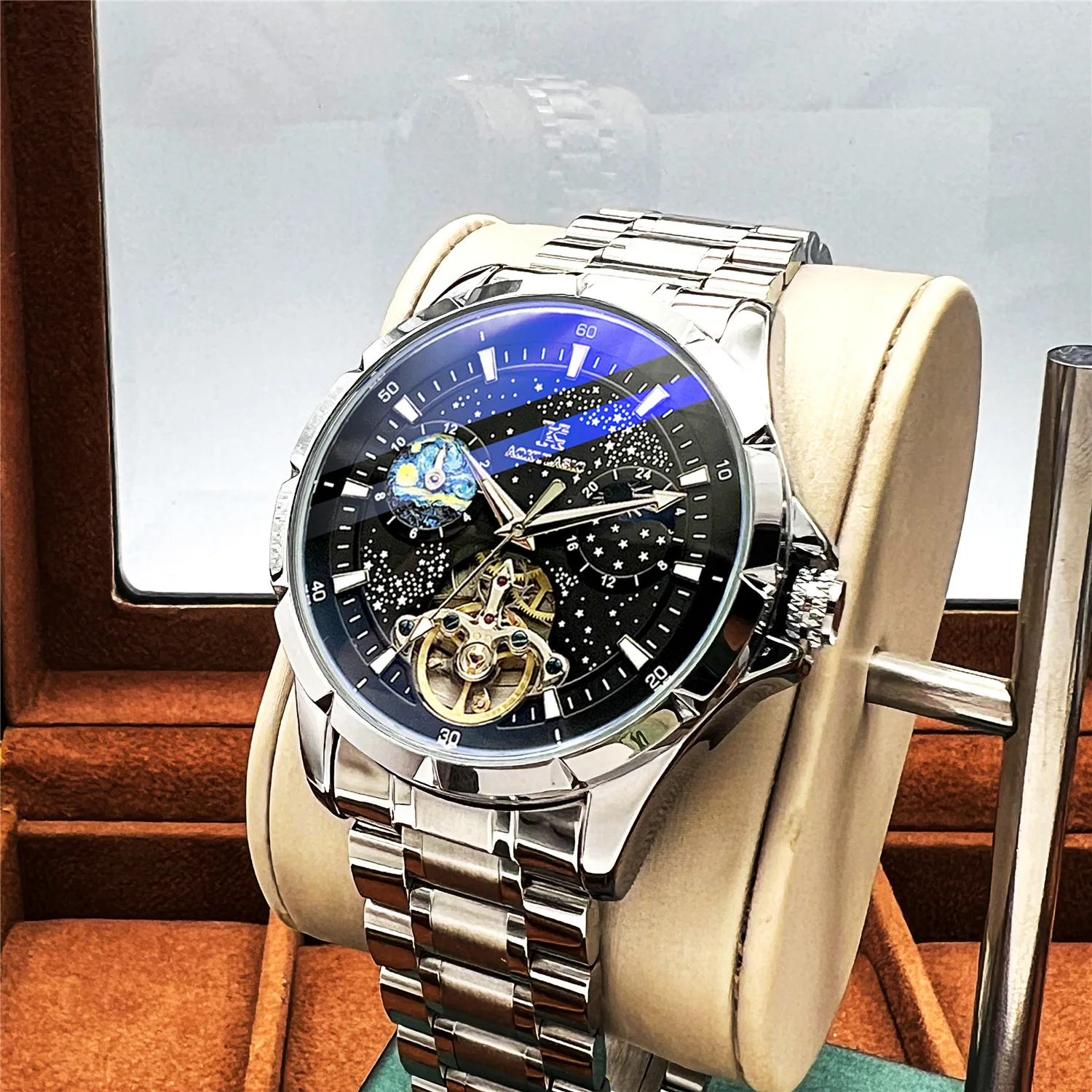 Starry Sky Stainless Steel Full Dial Luminous Big Pilot Waterproof Solid Steel Band Self-Wind Automatic Watch for Men
Starry Sky Stainless Steel Full Dial Luminous Big Pilot Waterproof Solid Steel Band Self-Wind Automatic Watch for Men