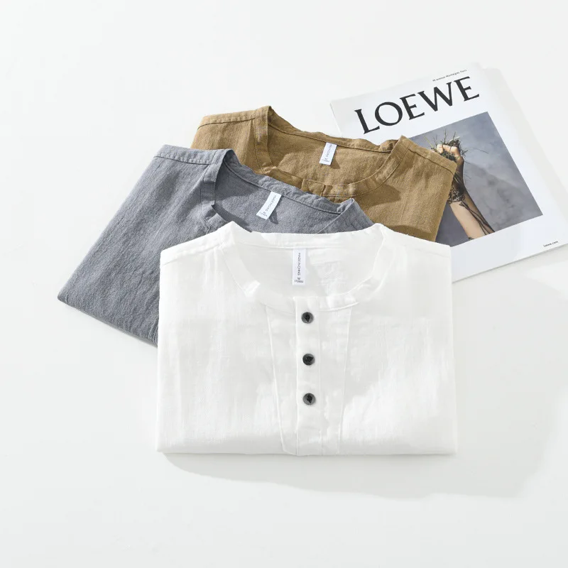 Retro men's pullover ramie short-sleeved shirt summer large size round neck breathable Tencel linen casual shirt thin
Retro men's pullover ramie short-sleeved shirt summer large size round neck breathable Tencel linen casual shirt thin