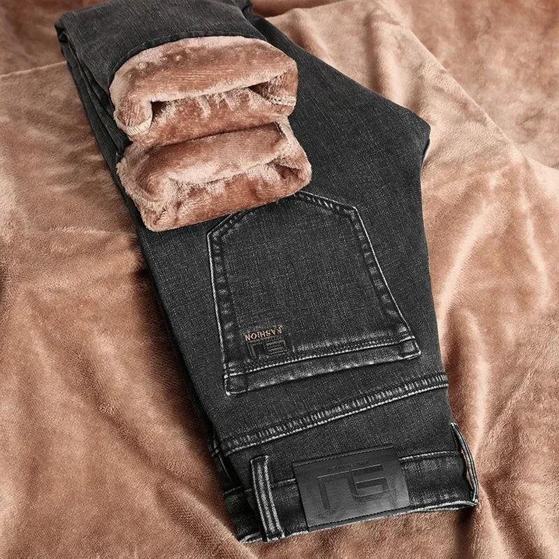 2023 Winter New Men's Fashion Fleece Warm Jeans Business Casual Regular Fit Thicken Blue Grey Denim Pants High Quality Trousers
2023 Winter New Men's Fashion Fleece Warm Jeans Business Casual Regular Fit Thicken Blue Grey Denim Pants High Quality Trousers