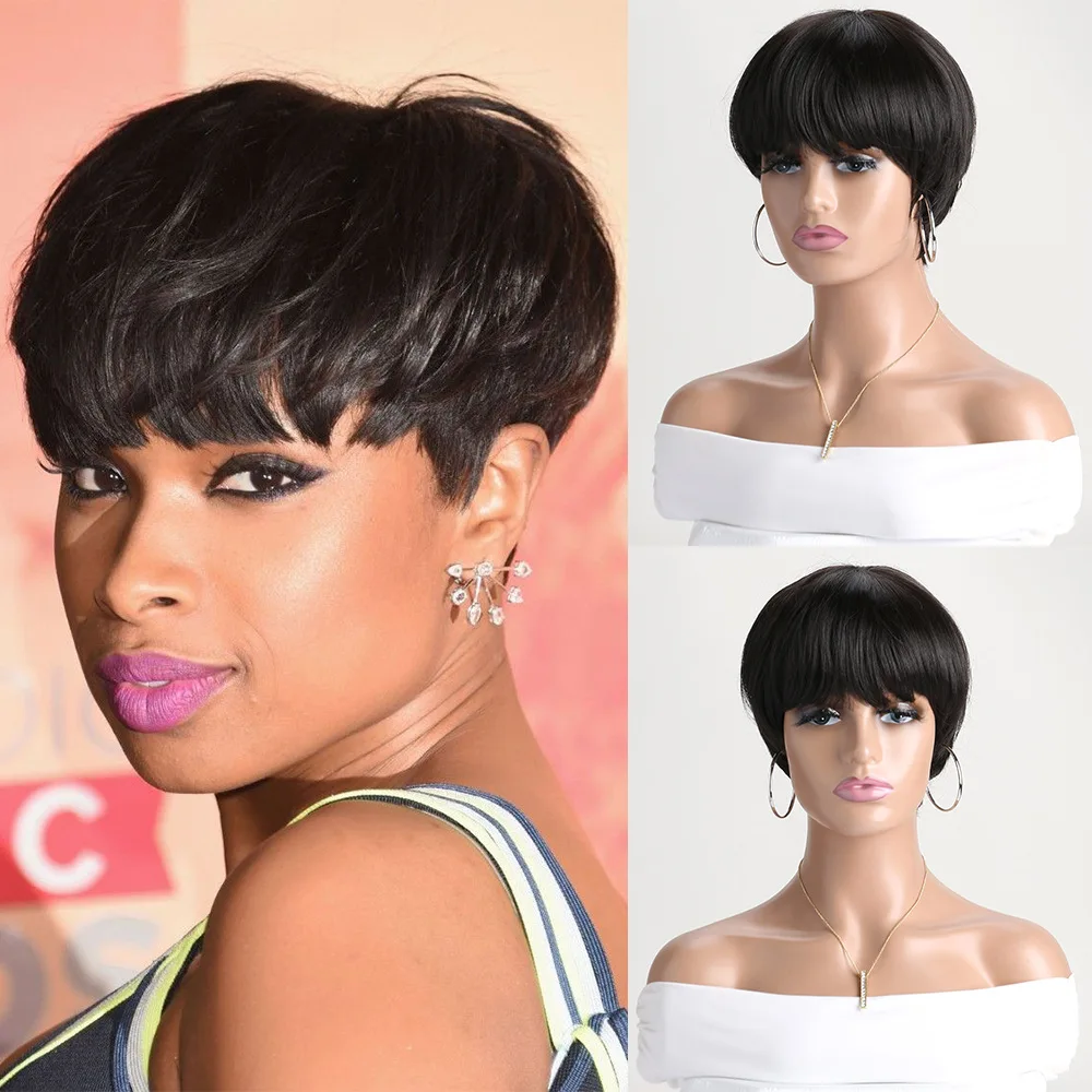 Women's Short Straight Wig Fashion Flat Bangs Short Hair Cap Synthetic Fiber Wig for Daily Wear
Women's Short Straight Wig Fashion Flat Bangs Short Hair Cap Synthetic Fiber Wig for Daily Wear